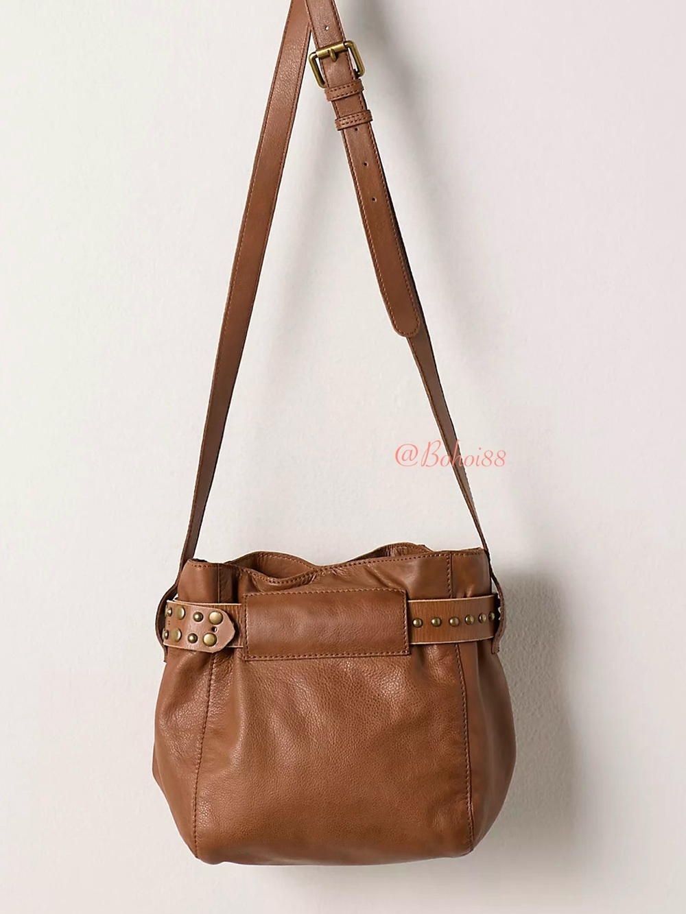 NWT Free People Embellished Belt Bucket Crossbody Bag Leather Studded - Picture 3 of 14